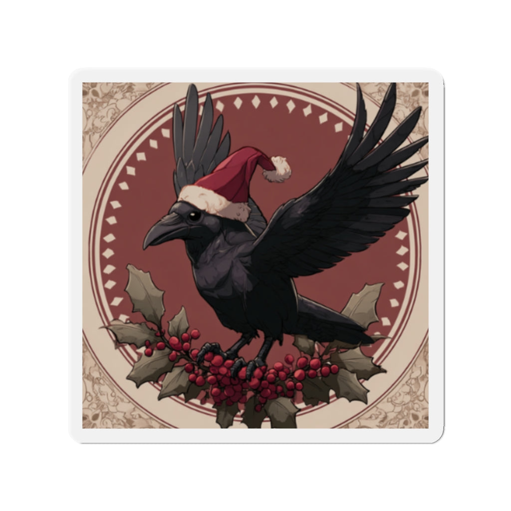 Nox Raven Christmas Magnet | Cosy Gothic Holiday Decor | Cute Raven Fridge Magnet