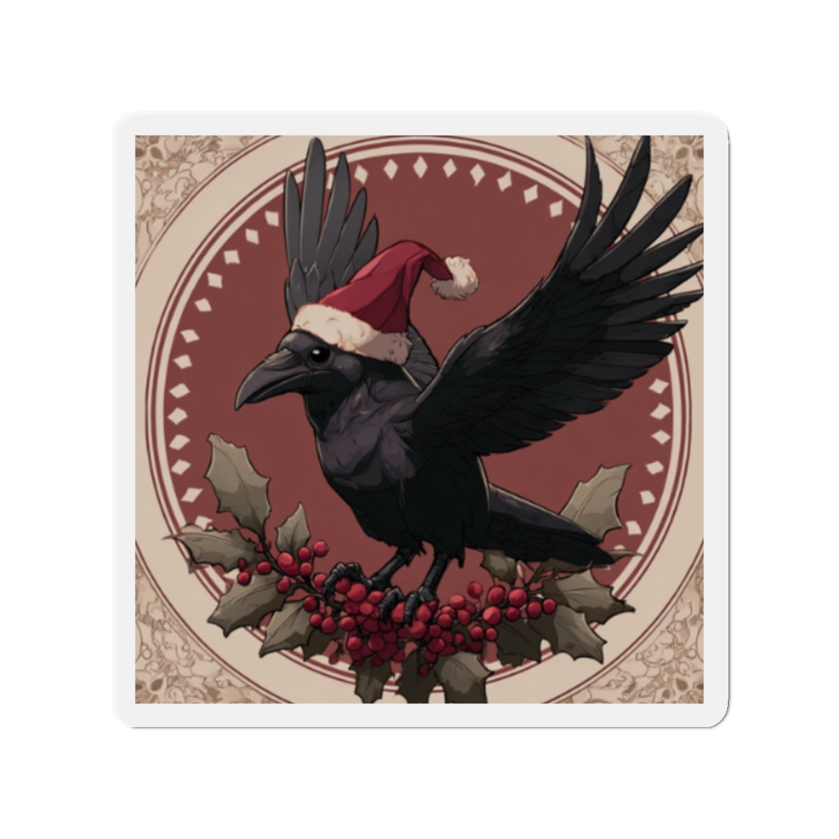Nox Raven Christmas Magnet | Cosy Gothic Holiday Decor | Cute Raven Fridge Magnet