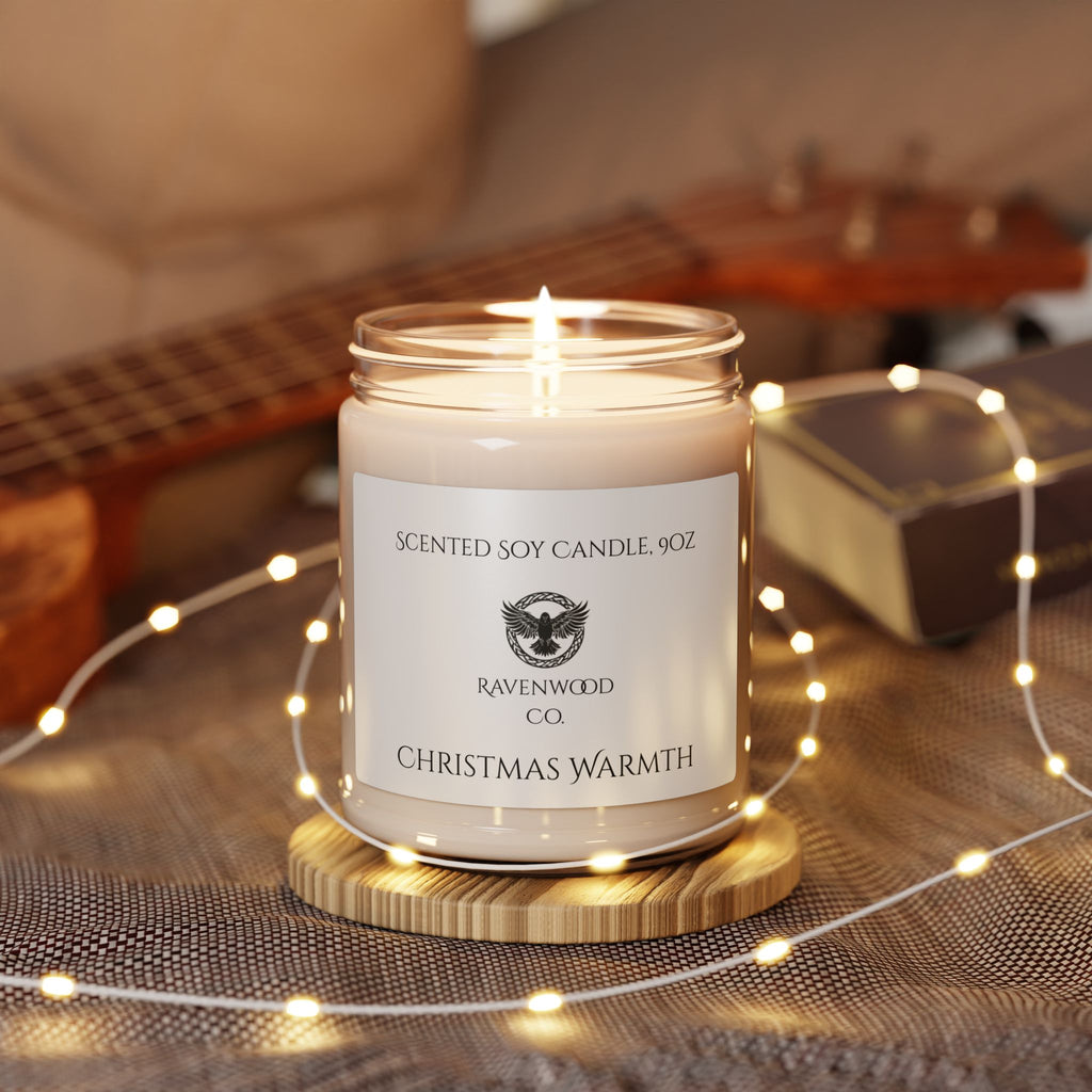 Cosy Ravenwood Scented Candle (Christmas Warmth, Cinnamon Vanilla, White Sage, Clean Cotton)