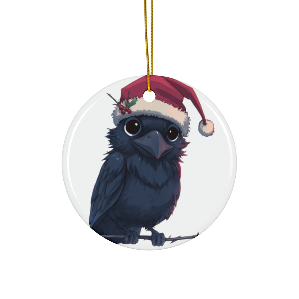 Pip Raven Ceramic Christmas Ornament | Cosy Goth Tree Decoration | Cute Raven Bauble | Holiday Décor | Ravenwood Clothing