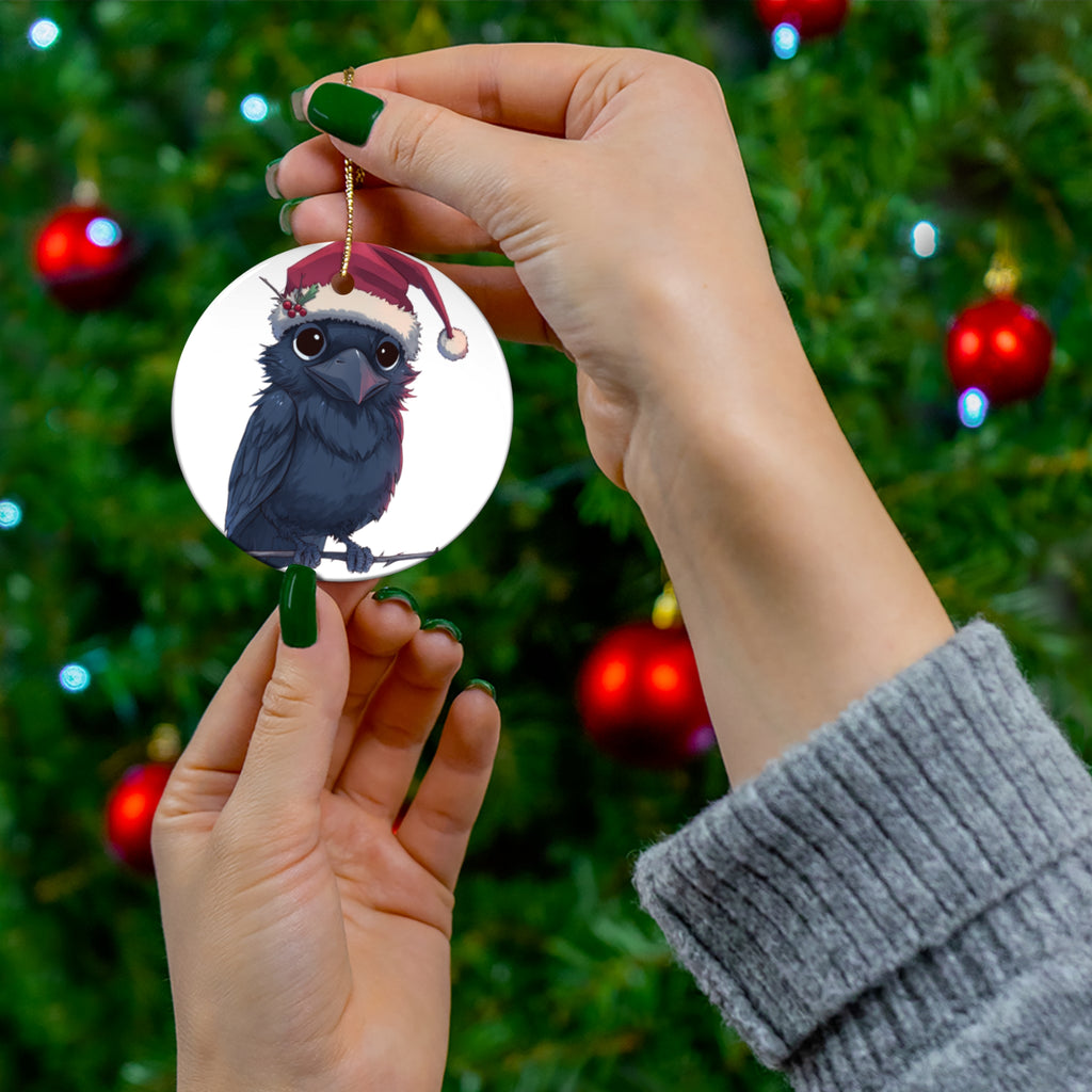 Pip Raven Ceramic Christmas Ornament | Cosy Goth Tree Decoration | Cute Raven Bauble | Holiday Décor | Ravenwood Clothing